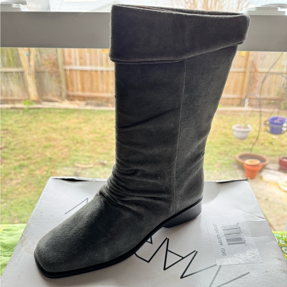 Markon Gray Suede Knee-High Boots